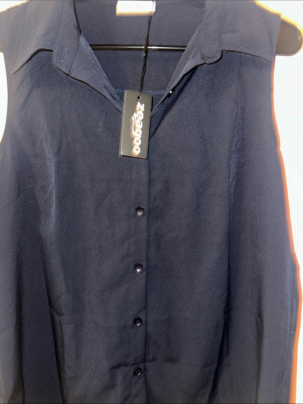 zeagoo navy button down tank